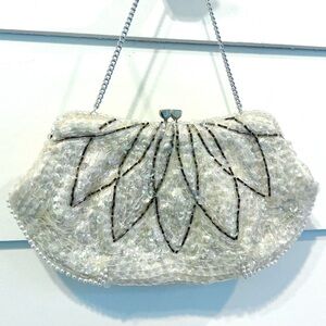 Vintage Beaded, Pearls & Sequins Mermaidcore, Fairycore Satin Mini Bag